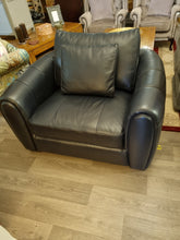 Load image into Gallery viewer, Navy leather cuddle chair
