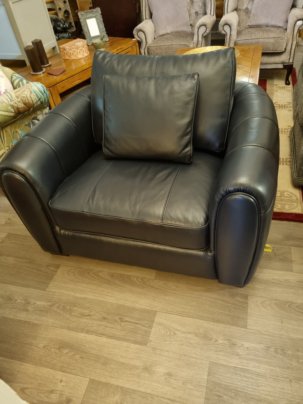 Navy leather cuddle chair