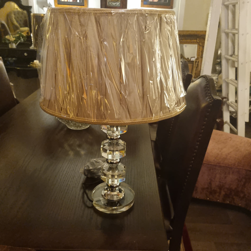 Lamp with beige shade with dimante detail