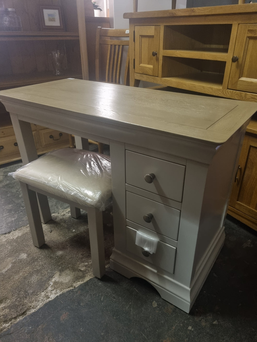 Grey & oak dressing table set