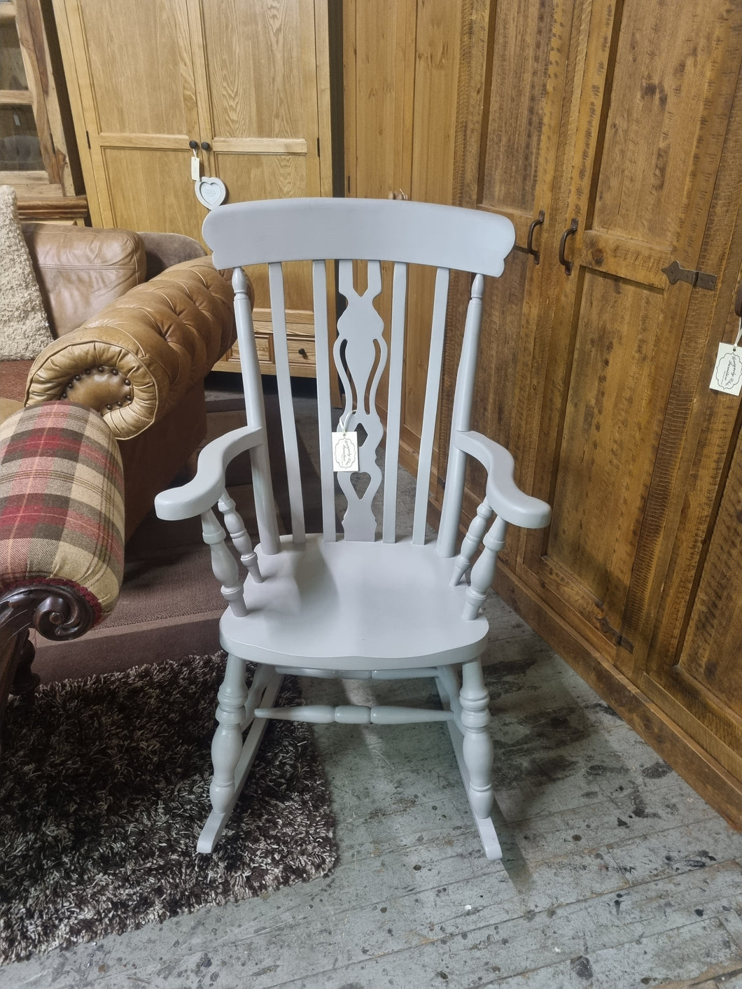 Grey painted rocking chair