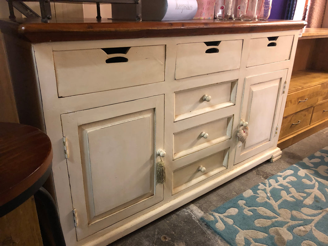 White wooden shabby chic sideboard