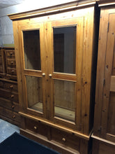 Load image into Gallery viewer, Pine double wardrobe with glass doors
