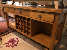 Load image into Gallery viewer, Long oak sideboard with wine rack
