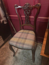 Load image into Gallery viewer, Tartan tweed fabric antique hall chair
